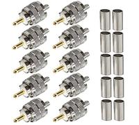 TUOLNK SO239 Conector Paquete de 10 PL259 Enchufe Macho Adaptador Coaxial Crimp SO239 PL-259 Conector RF para RG58 RG142 Compatible con Antena de Radio CB Ham