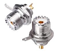 TUOLNK UHF SO239 Mamparo Hembra Panel Montaje en chasis Brida Soldadura Copa PL259 Conector coaxial RF Adaptador de antena coaxial Paquete de 2