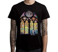 TuoMilky Banksy Stained Glass Church Window Graffiti Unisex 100% Cotton Short-Sleeve T-Shirts Black XL