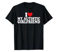 TuoMilky I Love My Autistic Girlfriend I Heart My Autistic Girlfriend Unisex O-Neck 100% Cotton Short-Sleeve T-Shirts Black M