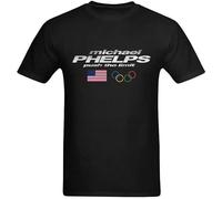 TuoMilky Michael Phelps USA Swimming Unisex 100% Cotton Short-Sleeve T-Shirts Black S