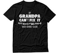 TuoMilky Rumin If Grandpa Can't Fix It No One Can Funny For Granddad Papa Unisex O-Neck 100% Cotton Short-Sleeve T-Shirts Black XL