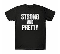 TuoMilky Strong and Pretty Funny Strongman Workout Vintage Unisex O-Neck 100% Cotton Short-Sleeve T-Shirts Black XXL