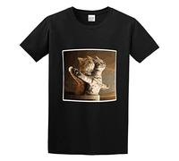 TuoMilky Titanic Cat Funny and Interesting Imitation of Leonardo Dicaprio Iceberg Unisex O-Neck 100% Cotton Short-Sleeve T-Shirts Black L