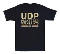 TuoMilky Udp Packet Bar Walks A Into Funny Network Engineer Gift Vintage Unisex 100% Cotton Short-Sleeve T-Shirts Black L