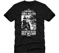 TuoMilky You Dont Always Need A Plan Just Balls and A Beard Biker Mashup Unisex O-Neck 100% Cotton Short-Sleeve T-Shirts Black XXL