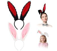 TUONYIS 2 diademas de orejas de conejo, diadema de orejas de conejo, diadema de orejas de conejo de Pascua, diadema de conejo para mujer, accesorios de disfraz de conejo de Pascua para cosplay, fiesta