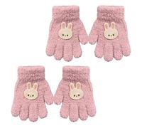 TUONYIS 2 Pares Guantes Invierno Niños manoplas de punto para niños Guantes de Punto para Niños Guantes de Estiramiento Mágico Mitones con Dedos Completos para Niñas Talla única (Rosa) (Rosa)