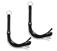 TUONYIS 2 Pieza Fusta Caballo,Latigo Cuerode Cuero Artificial Suave,Fusta Caballo Herramienta de Entrenamiento,Training Riding Crop para Disfraces para Deportes Ecuestres Al Aire Libre (Negro)
