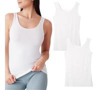 TUONYIS 2 Piezas Camiseta Tirantes Mujer Camiseta Blanca Mujer, Camiseta Interior Tirantes Camiseta sin Mangas Tank Top Básica Shirt (FR/ES, Letras, Talla única, Blanco)