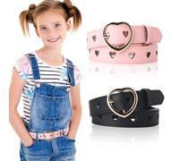 TUONYIS 2 Piezas Cinturón Invisible Para Mujer, Cinturones de Mujer Piel PU, Cinturón Elástico en Forma de Corazón, Cinturón Moda Ajustable, Cinturón Infantil para Jeans, Vestido, Camisa, Pantalones