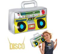 TUONYIS 2 Piezas Conjunto de Disfraces de Hip Hop Accesorios para Disfraz de Hip Hop, Radio Inflable Cadena DISCO, 80s 90s Accesorios de Fiesta, 80s 90s Rapper Accesorios para Adultos Hombre Chicos