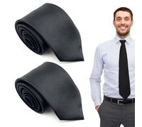 TUONYIS 2 Piezas Corbatas de Hombre, 8 cm Corbata Formal, Corbata Negra para Hombre, Corbata Formal de Negocios para Hombres para Trabajo de Negocios, Boda, Fiesta (Negro) (Negro)