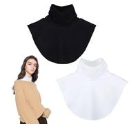 TUONYIS 2 Piezas Cuello Falso Extraíble para Mujer Bufandas de Cuello alto Cuello Falso Cuello Cálido Cuello alto de Algodón Cuello de Capa Cuello (FR/ES, Letras, Talla única, Negro, Blanco)