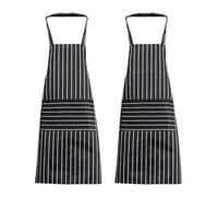 TUONYIS 2 Piezas Delantal,Delantal de Chef Delantal Ajustable a Rayas Blancas y Negras con Bolsillos,Delantal Ajustable de Cocina para Hombres Mujeres Hogar Cocina Restaurante (Negro)