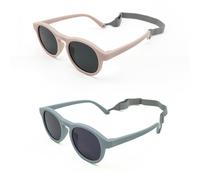 TUONYIS 2 Piezas Gafas de Sol Bebe,Protección UV400 Protección Flexible Gafas Sol con Correa Ajustable,Gafas de sol Polarizadas para Niñas y Niños Pequeños Viajes y Playa(Azul + Rosa)