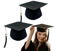 TUONYIS 2 Piezas Gorro de Graduación Unisex, Gorro de Soltero, Gorro de Graduación, Gorro Universitario para Adultos, Gorro de Diploma con Borla, para Ceremonias de Graduación (Negro)