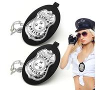 TUONYIS 2 Piezas Policía Insignia Accesorios Disfraz Policia Policía Juguete Kit Placa de policía Policía Disfraz Swat para Adulto Niños Halloween Fiesta Carnaval Juego de Roles Accesorios (negro)