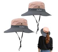 TUONYIS 2 Piezas Sombrero de Sol,Wide-Brim Beach Fishing Hat with Ponytail-Hole,56-58CM de Ancho Hat de la Playa de Verano para Mujeres Hombres Caminatas al Aire Libre de Pesca de Jardinería(Rosa)