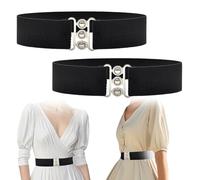 TUONYIS 2 Piezas turón Ancha Elástico para mujer, cinturones elásticos vintage Cinturones elásticos anchos para mujer Cinturones Anchos con hebilla de bloqueo para vestidos (Negro)