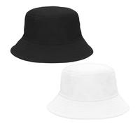 TUONYIS 2 Piezas Unisex Sombrero Pescador Bucket Hat Sombrero de Sol de Colores Sólidos Blanco y Negro,para Mujeres Hombres Senderismo Camping Compras Playa Vacaciones(2 Piezas)