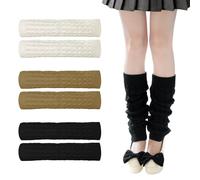 TUONYIS 3 Pares Calentadores Piernas Mujer, Calcetines de Punto para Invierno, Calentadores de Piernas, Pata arranque de los puños Calientapiernas Largo Ganchillo Cubierta, para Yoga Baile