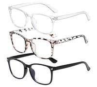 TUONYIS 3 Piezas Gafas de Bloqueo Luz Azul, Filtro de Luz Azul, Gafas para Ordenador Videojuegos, Blue Light Blocking Glasses para Hombres y Mujeres (Negro, Blanco, Leopardo)