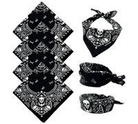 TUONYIS 4 Piezas Bandanas Paisle, Bandanas Paisley Multifuncional Pañuelo Cuello para Moteros Negro, Pañuelo Pirata, Bufanda Bufandas para el cuello Muñequera Pañuelo, para Adultos y Niños (Negro)