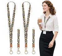 TUONYIS 4 Piezas Cordón Llavero Cuello Llavero Cordón Correa para el Cuello, Correa para el Cuello para Llaves Accesorios para Tarjeta (Estampado de Leopardo)