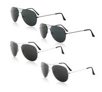 TUONYIS 4 Piezas Gafas de Sol para Hombre Muje, Polarizadas Piloto UV400 Protección Gafas de Sol con Marco de Metal de Acero Inoxidable para Cosplay, Conducción, Pesca, Deportes (Negro, Plata)