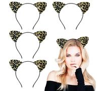 TUONYIS 4 Piezas Glitter Cat Ears Headband, Diademas con Orejas de Gato para Mujer Niña, Diadema de Sequin Reversíveis para Fiestas de Cumpleaños y Juegos de Rol (Marrón)