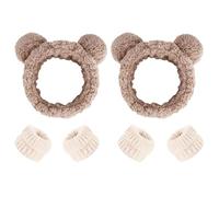TUONYIS 6 Piezas Diademas Faciales Spa y Muñequeras Set, Lavarse la Cara Set, Suave Maquillaje Cuidado de la Piel Diadema Antideslizante, Muñequeras Skincare Elásticas Diadema Limpieza Facial (Marrón)