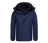 Tuopuda Abrigo Parka Térmico Hombre con Capucha Desmontable Chaqueta de Invierno para Hombre Parka Cortaviento con Cremallera(Marina,XL)