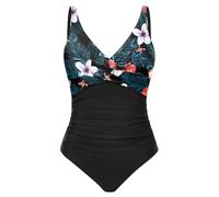 Tuopuda Bañadores Mujer Reductor Barriga Bañador Push up con Relleno V-Cuello Trajes de Baño Una Pieza Monokini Bañador Natacion Surf Swimwear para Playa Piscina Vacaciones, Negro-B, XL