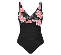 Tuopuda Bañadores Mujer Reductor Barriga Bañador Push up con Relleno V-Cuello Trajes de Baño Una Pieza Monokini Bañador Natacion Surf Swimwear para Playa Piscina Vacaciones, Negro-D, L