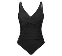 Tuopuda Bañadores Mujer Reductor Barriga Bañador Push up con Relleno V-Cuello Trajes de Baño Una Pieza Monokini Bañador Natacion Surf Swimwear para Playa Piscina Vacaciones, Negro, S