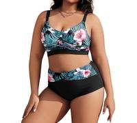 Tuopuda Bikini Mujer Talla Grande Push Up Cintura Alta Traje de Baño Dos Piezas Conjunto de Bikini Biquini con Relleno Bikini Top con Brasileño Braga Alta Natacion Playa M-4XL, Azul, M