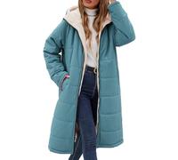 Tuopuda Chaqueta con Capucha Gruesa de Abrigo Largo de Invierno para Mujer Reversible Abrigo de Forro Polar con Cremallera y Bolsillos(Azul-2,M)