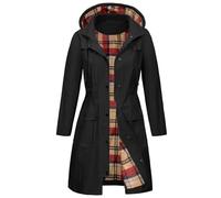 Tuopuda Chubasquero Mujer Impermeable Largo Chaqueta Ligera Parkas Cortaviento con Capucha Cremallera Softshelljakce Primavera Otoño Raincoat Abrigo para Exteriores Cercanías, Negro, L