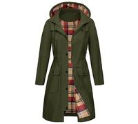 Tuopuda Chubasquero Mujer Impermeable Largo Chaqueta Ligera Parkas Cortaviento con Capucha Cremallera Softshelljakce Primavera Otoño Raincoat Abrigo para Exteriores Cercanías, verde militar, XL