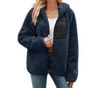 Tuopuda Sudaderas con Capucha Mujer de Forro Polar Manga Larga Sudadera con Bolsillos Sudadera con Cremallera Caliente y Esponjoso Chaquetas Otoño Invierno(Marina,M)