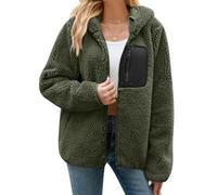 Tuopuda Sudaderas con Capucha Mujer de Forro Polar Manga Larga Sudadera con Bolsillos Sudadera con Cremallera Caliente y Esponjoso Chaquetas Otoño Invierno(Verde Militar,M)