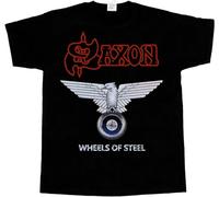 TUOPUKEJI Saxon Wheels of Steel '80 Short-Long Sleeve New Black Mens T-Shirt, Negro , 3XL
