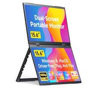 TUOPUONE 15.6inch Dual-Screen Portable Monitor, Dual-1080p High Definition Foldable Screen, 100% sRGB, 178° Wide Viewing Angle, Built-in Gravity Sensor, Hi-Fi Speaker, Supports Multiple Display Modes