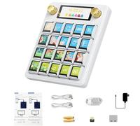 TUOPUONE MK20 - Panel de control de voz multifuncional AI, color blanco, teclas macro LCD mecánicas integradas de 20 × 0.86 pulgadas y una pantalla secundaria de 2.8 pulgadas, cubierta de controlador