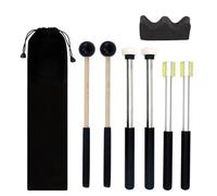TUOREN 3 pares de palos de acero para tambor de lengua, accesorios de instrumentos de percusión con soporte, bolsa de almacenamiento de terciopelo