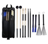 TUOREN Bolsa para Baquetas con Ganchos de Piso para Tom Incluye 5 Pares de Baquetas y Pinceles, Juego de Accesorios de Instrumentos de percusión para niños y Adultos, práctica de Bateristas, Color