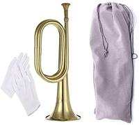 TUOREN Gold Bugle Cavalry Trompeta Instrumento de Latón para Banda Escolar Caballería Principiante Orquesta Militar W/Bolsa de Transporte