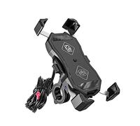 Tuoservo Soporte de Teléfono Móvil para Motocicleta con Cargador Inalámbrico y USB 15 W Qi Carga Rápida Celular Titular para Motocicleta ATV Barco Bicicleta