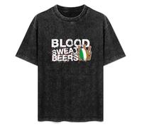 Tuoshan Ireland Rugby Supporter Blood Sweat and Beers Mens T-Shirt Unisex Black Top tee M